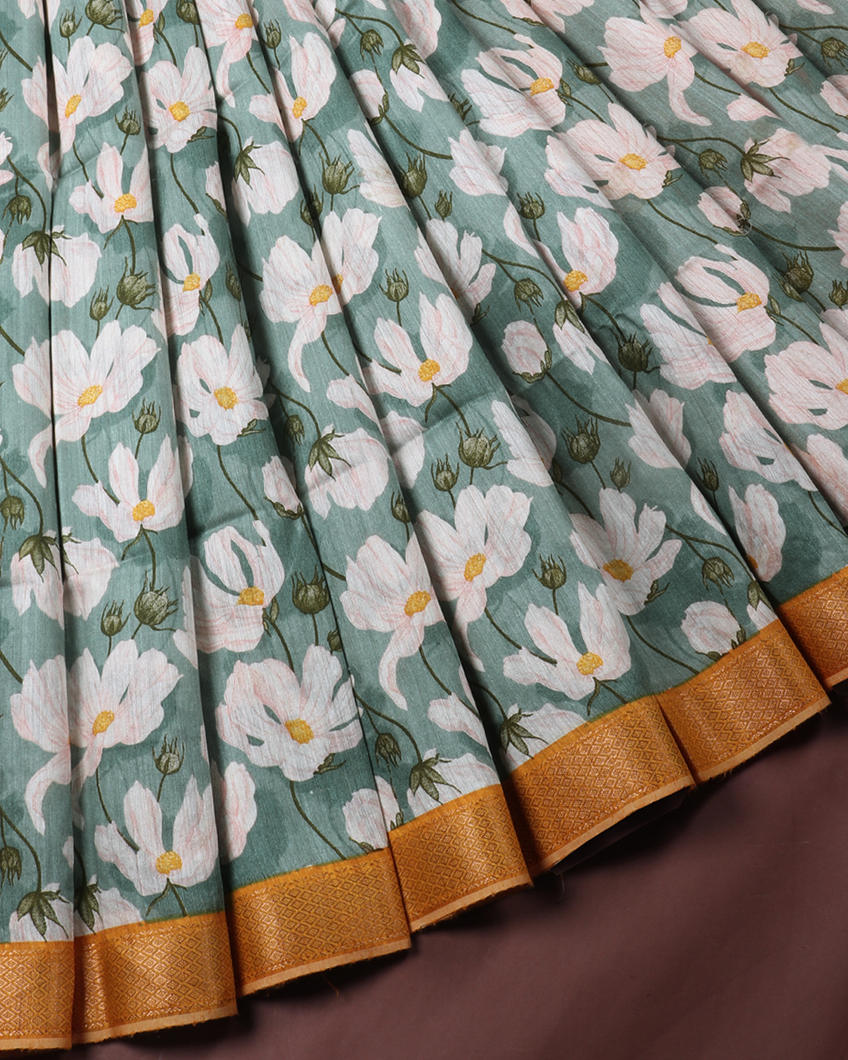 Green Tussar Printed Saree T362298-image