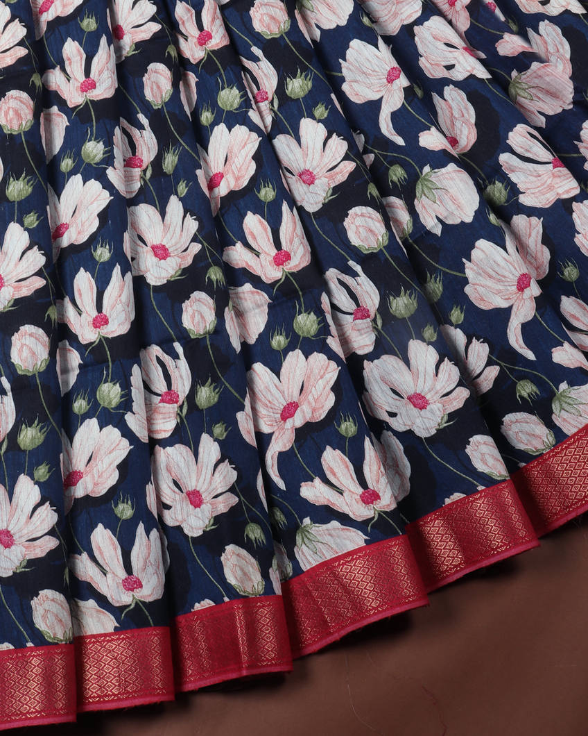 Blue Tussar Printed Saree T362300-image