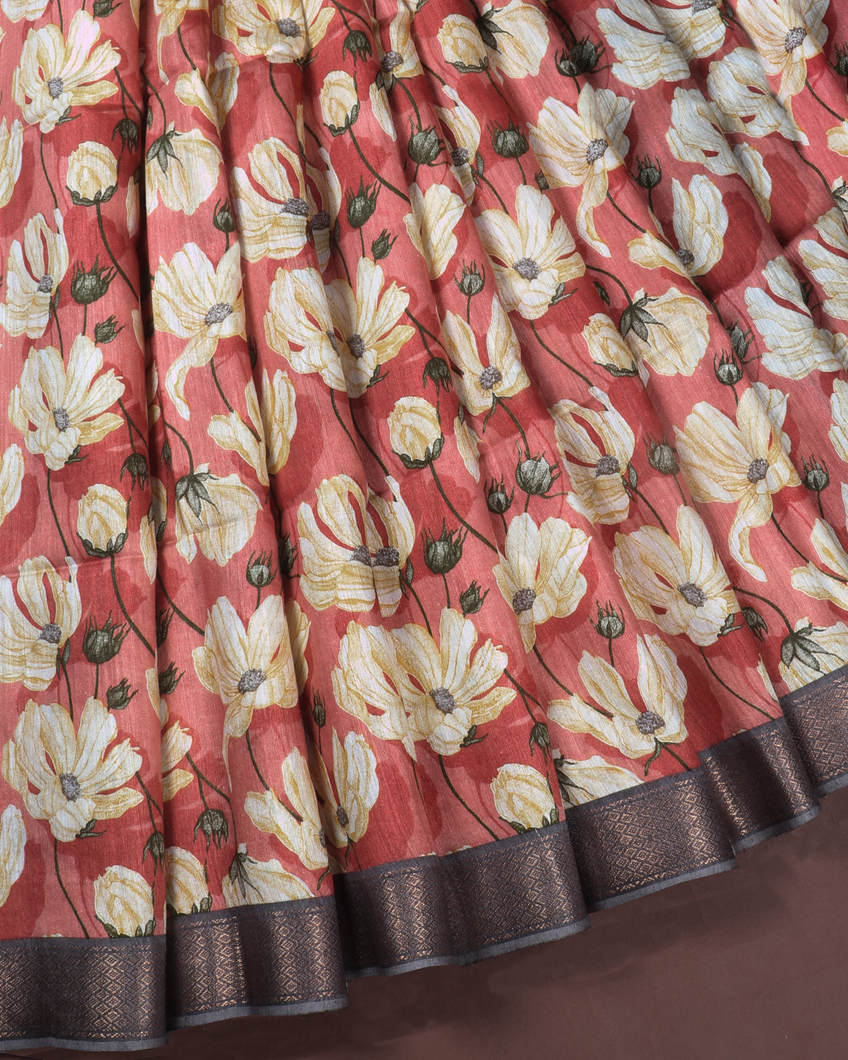 Pink Tussar Printed Saree T362299-image