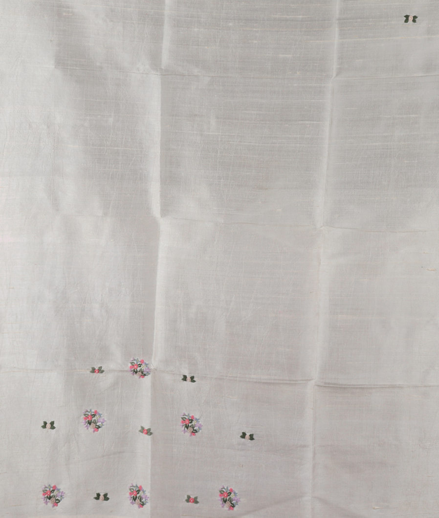 Grey Kora Organza Hand Embroidery Saree T3448553