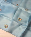 Blue Kora Organza Hand Embroidery Saree T3545081
