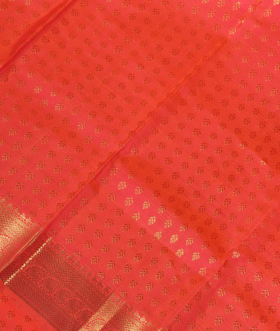 Pinkish Orange Handwoven Kanjivaram Silk Dupatta T363858-image