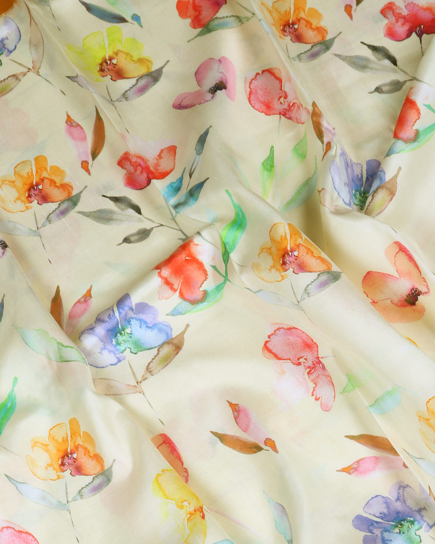 Cream Ikat Silk Saree T3666225