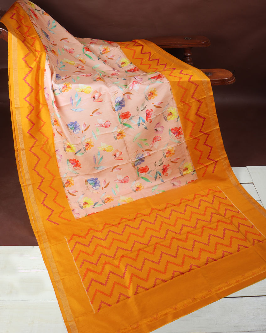 Pink Ikat Silk Saree T3666242