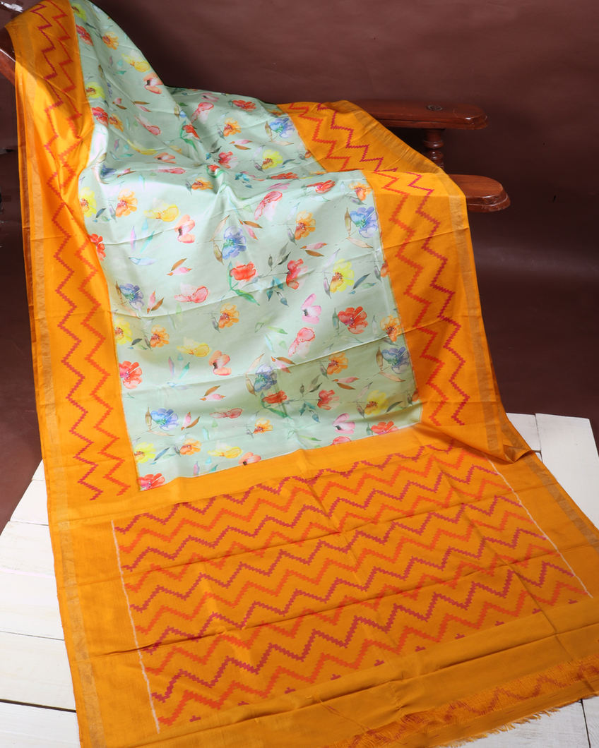 Blue Ikat Silk Saree T3666202