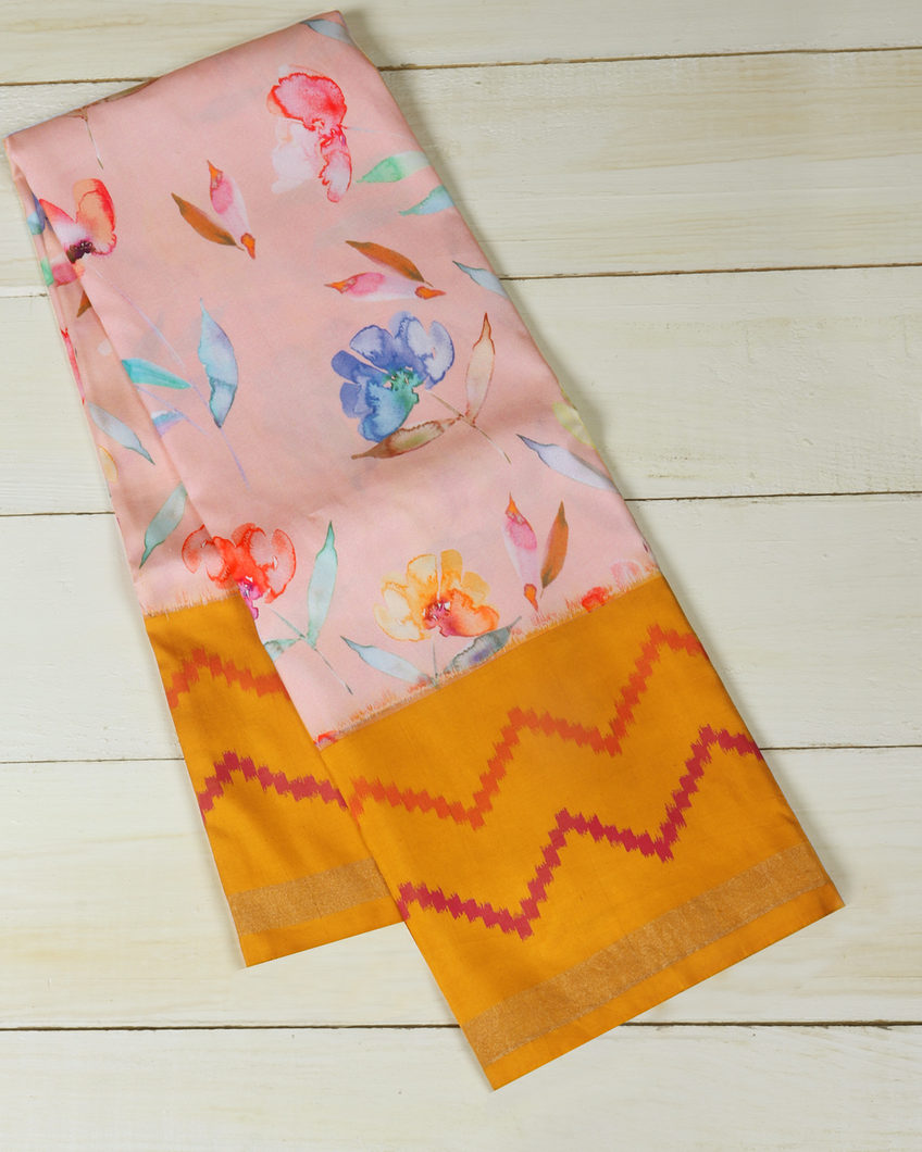 Pink Ikat Silk Saree T366624-image