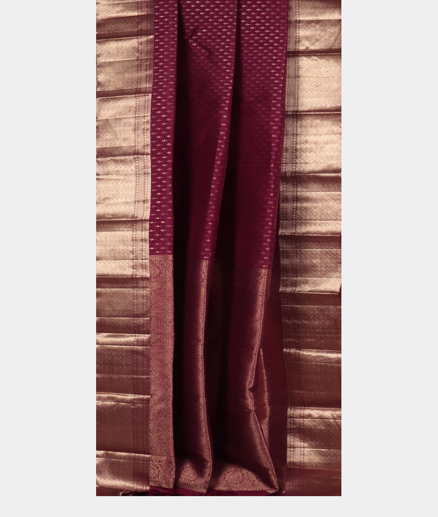 Wine purple Handwoven Kanjivaram Silk Saree T3620192