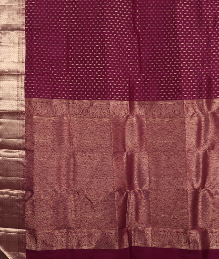Wine purple Handwoven Kanjivaram Silk Saree T3620194