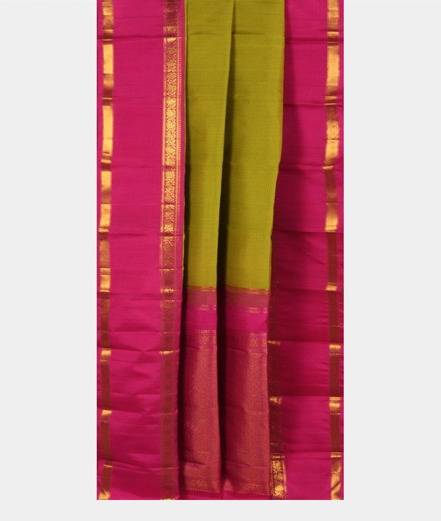 Green And Yellow Handwoven Kanjivaram Silk Saree T3606322