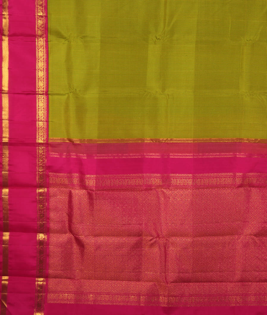 Green And Yellow Handwoven Kanjivaram Silk Saree T3606324