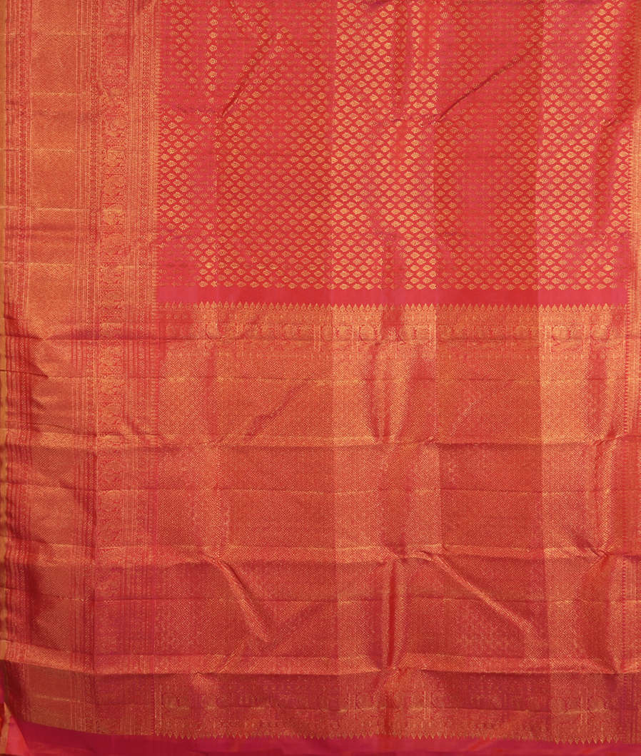 Orangish Pink Handwoven Kanjivaram Silk Saree T3511624