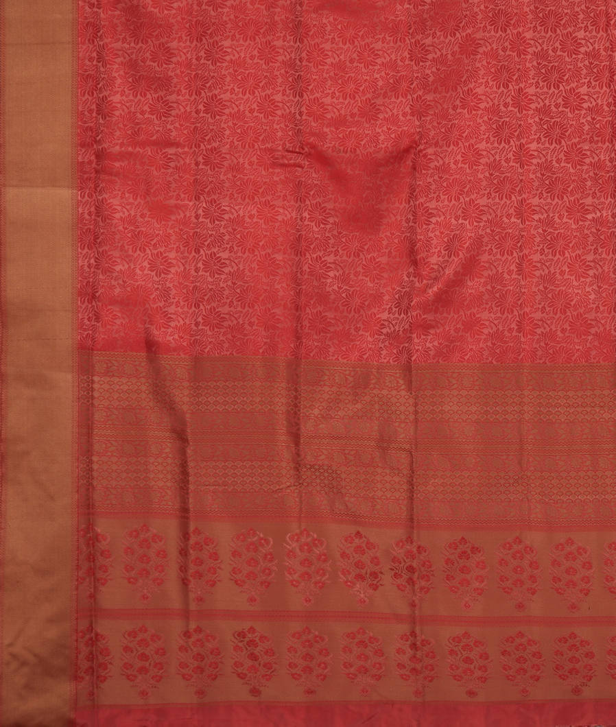 Orangish Pink Soft Silk Saree T3634754