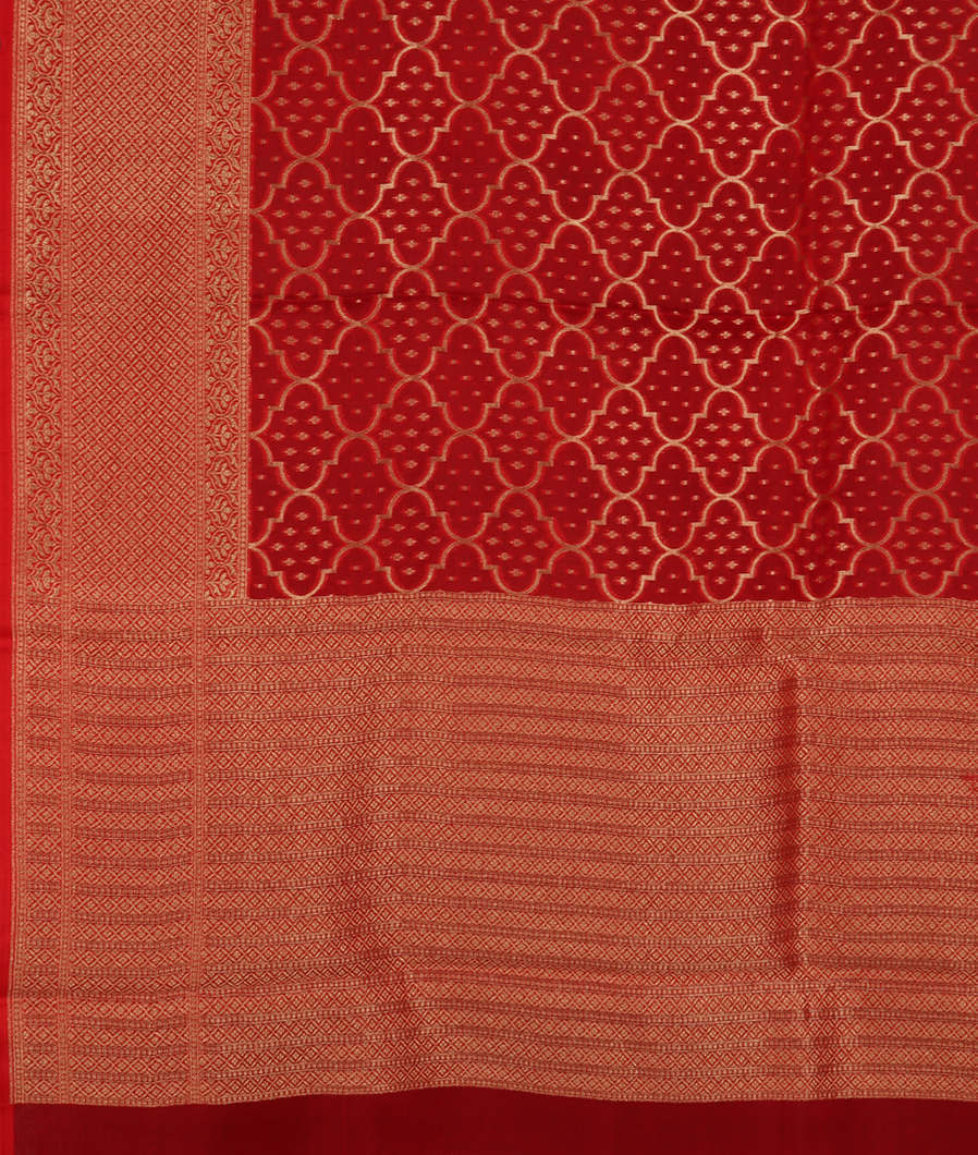 Red Banaras Organza Saree  T3671894