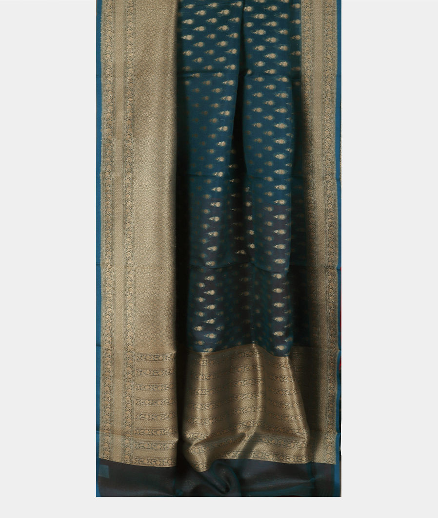 Peacock Blue Banaras Organza Saree T3672102