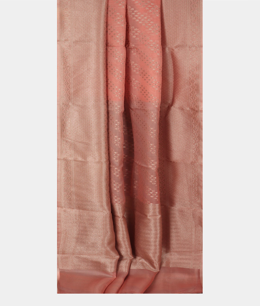 Peach Banaras Organza Saree T3672152
