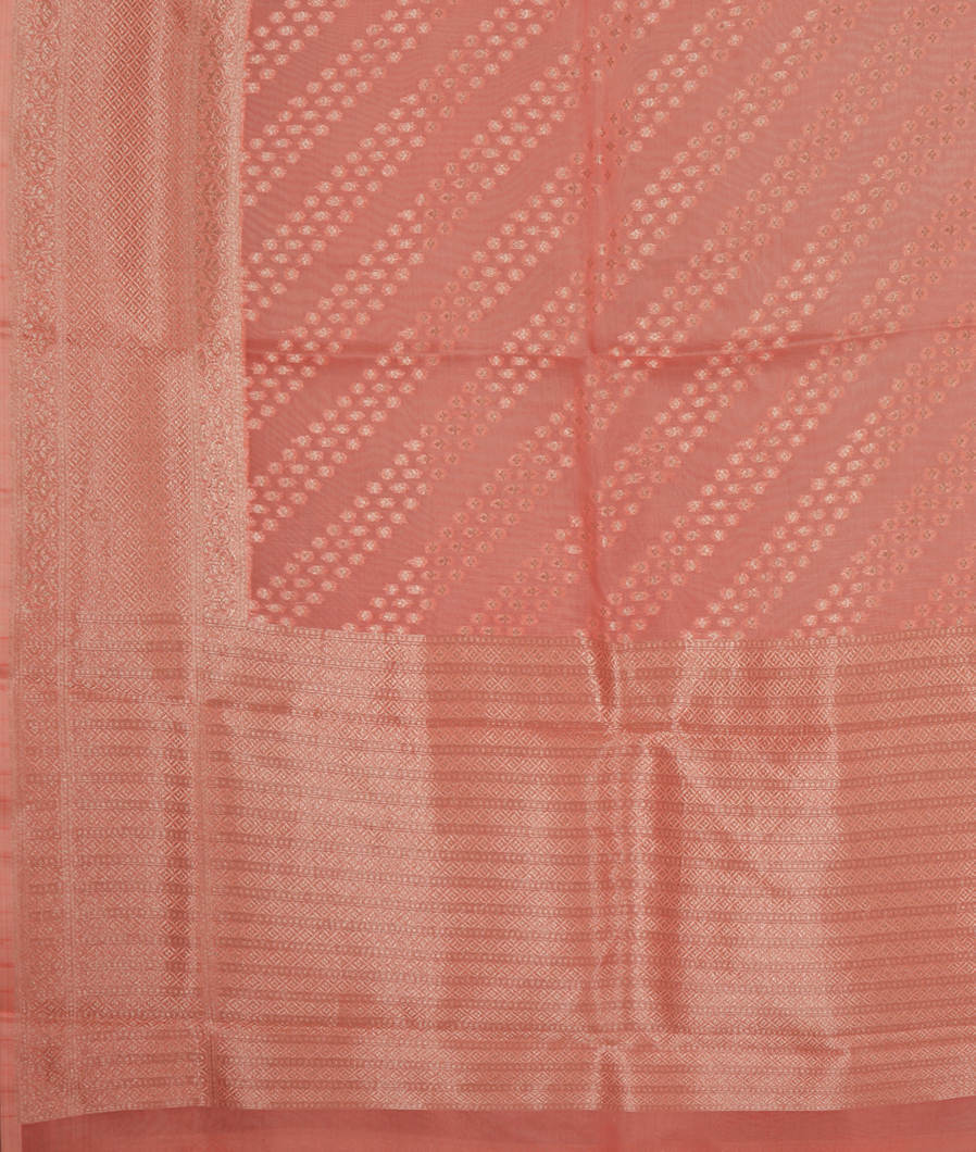 Peach Banaras Organza Saree T3672154
