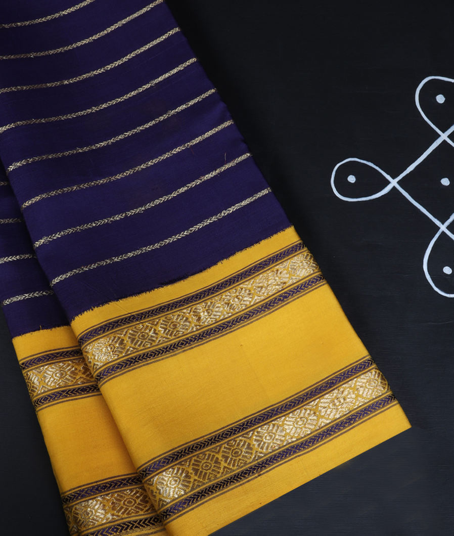 Blue Handwoven kanjivaram silk saree T500114-image