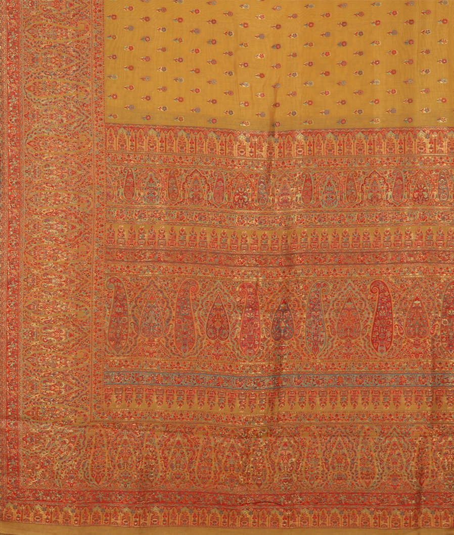 Yellow Cashmere Kani Silk Saree T2865874