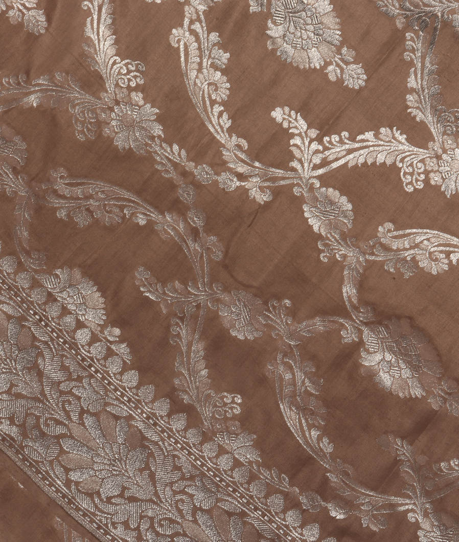Dark Beige Banaras Silk Saree T300915-image