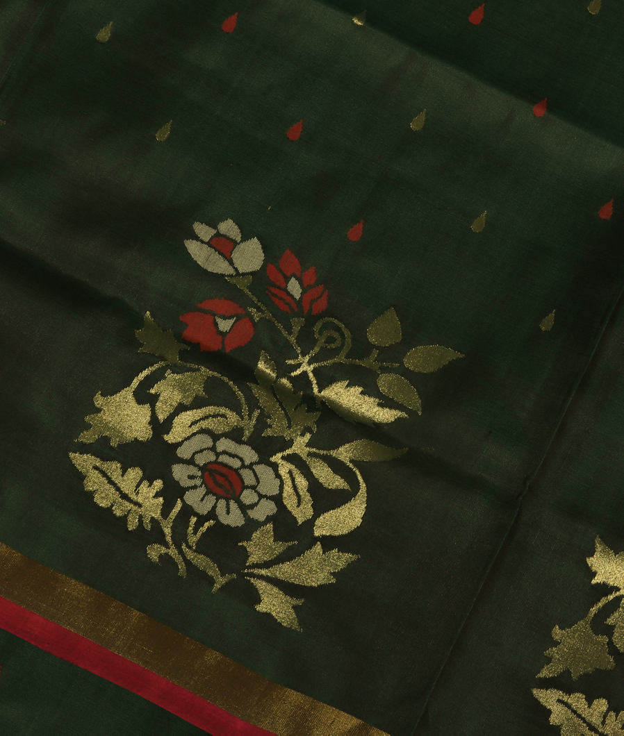 Dark Green Uppada Silk Saree T246053-image