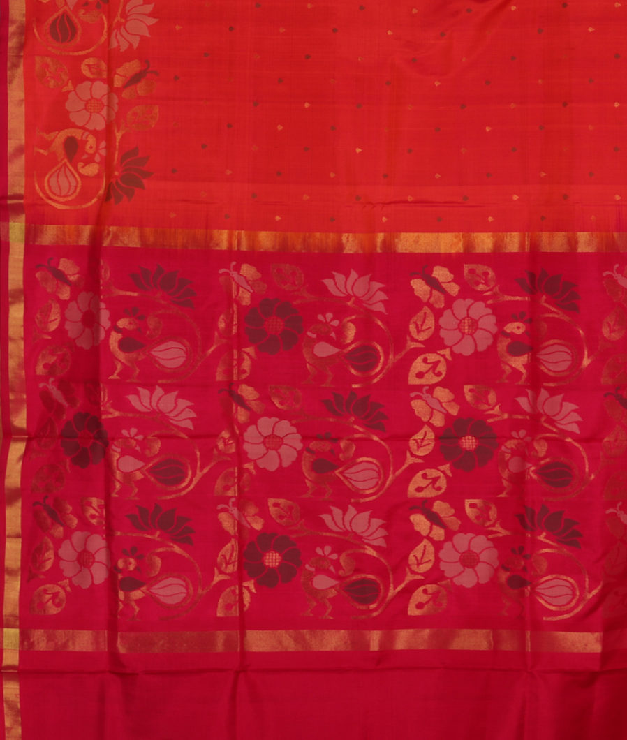 Pinkish Orange Uppada Silk Saree T3661314