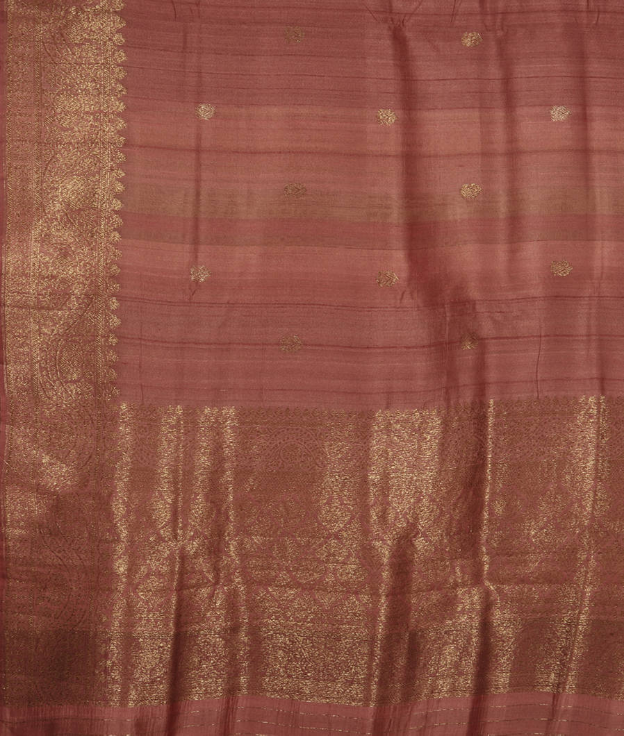 Brown Banaras Tussar Georgette Saree T3594314