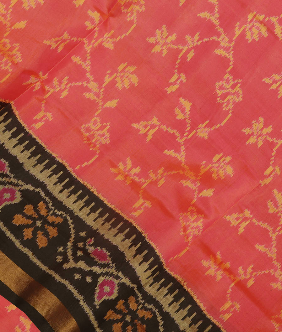 Orangish Pink Patola Silk Saree T367366-image