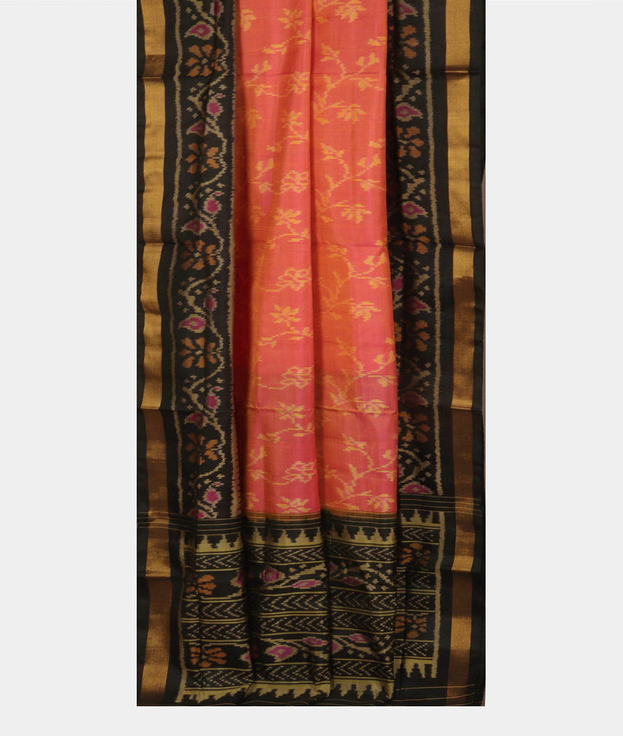 Orangish Pink Patola Silk Saree T3673662
