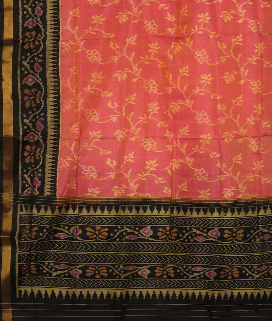 Orangish Pink Patola Silk Saree T3673664