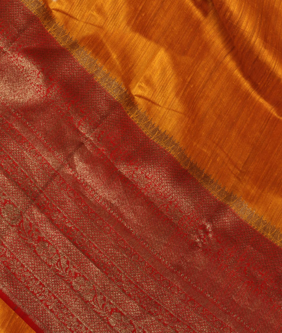 Yellow Banaras Tussar Saree T356343-image