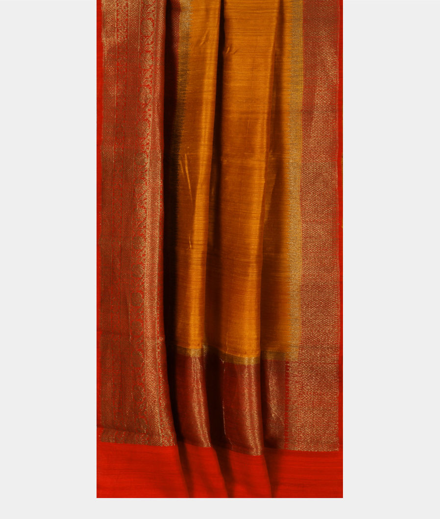 Yellow Banaras Tussar Saree T3563432