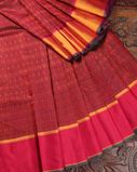 Burgundy Handwoven Kanjivaram Silk Saree T3259154