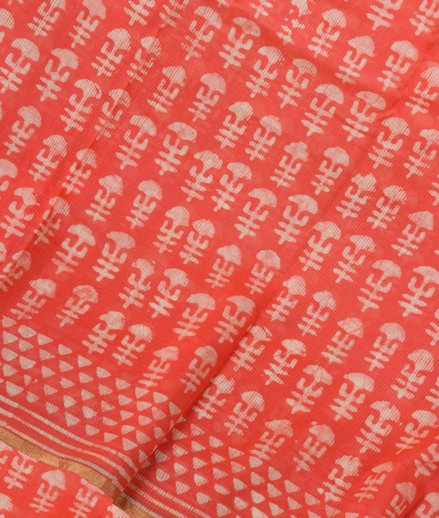 Peach Kota Cotton Saree T363702-image