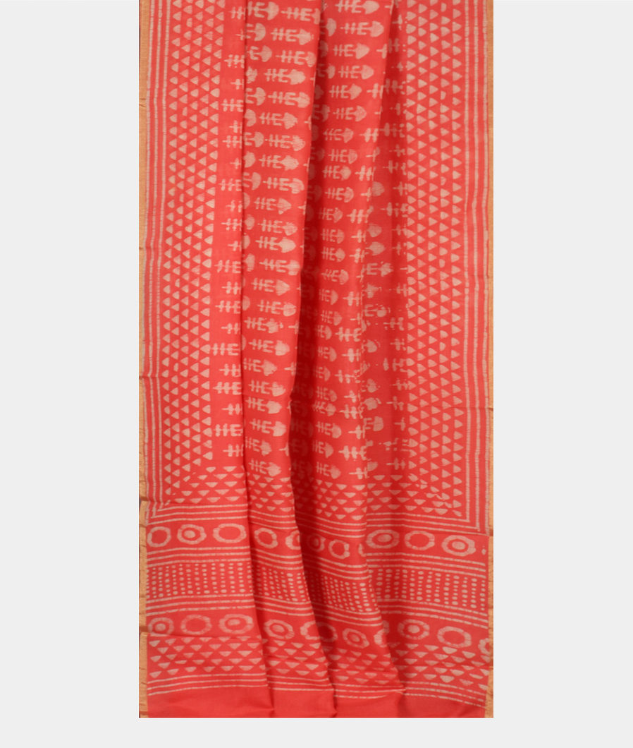 Peach Kota Cotton Saree T3637022