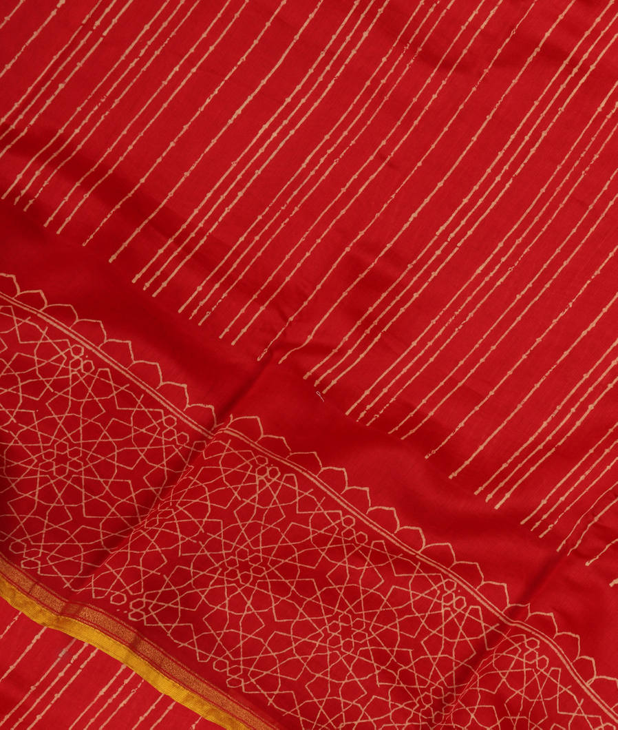 Red Soft Printed Cotton Saree T360422-image