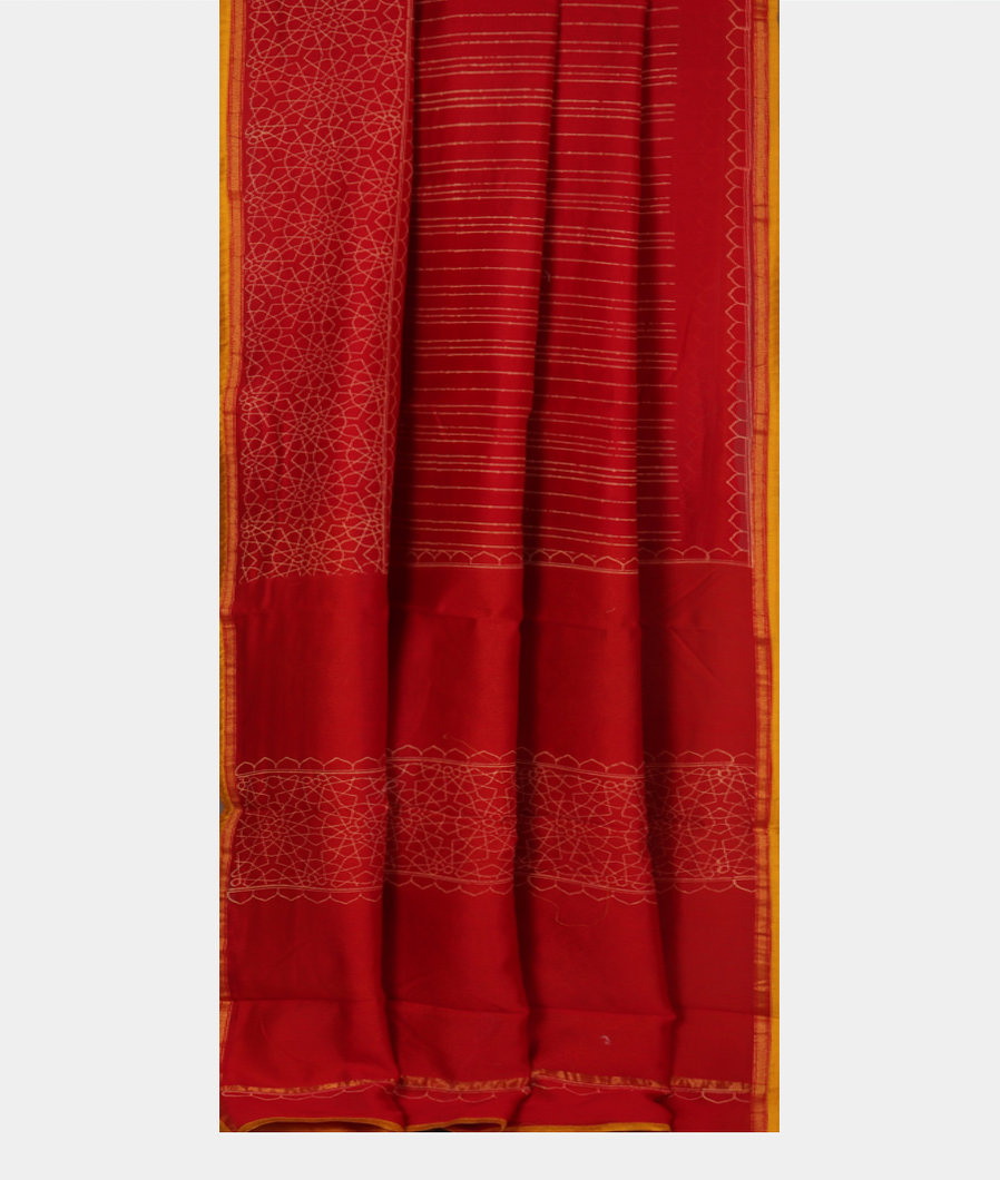 Red Soft Printed Cotton Saree T3604222