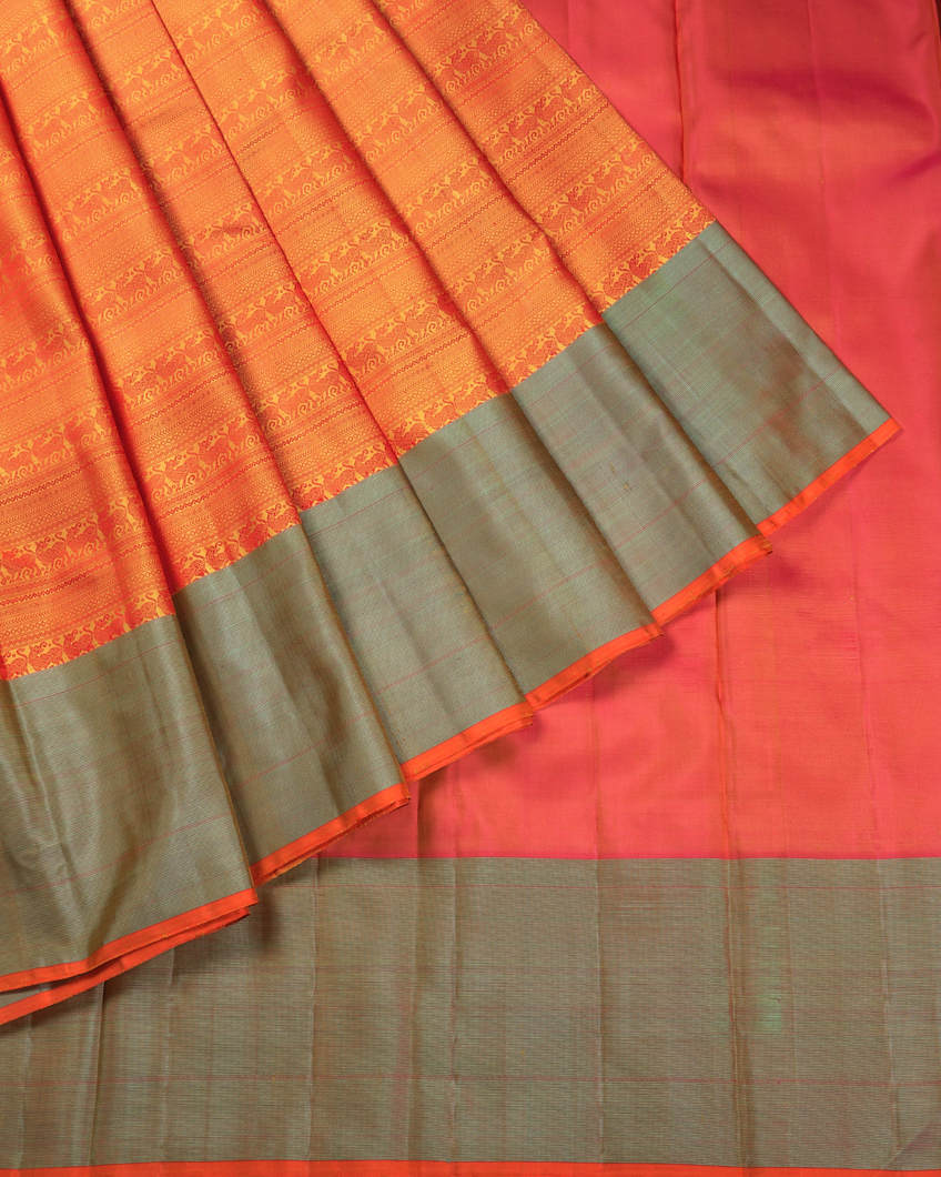Yellow Handwoven Kanjivaram Silk Saree T3679192