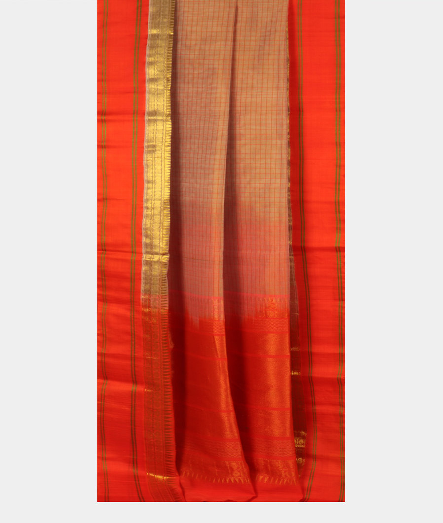 Beige Silk Cotton Saree T3396652