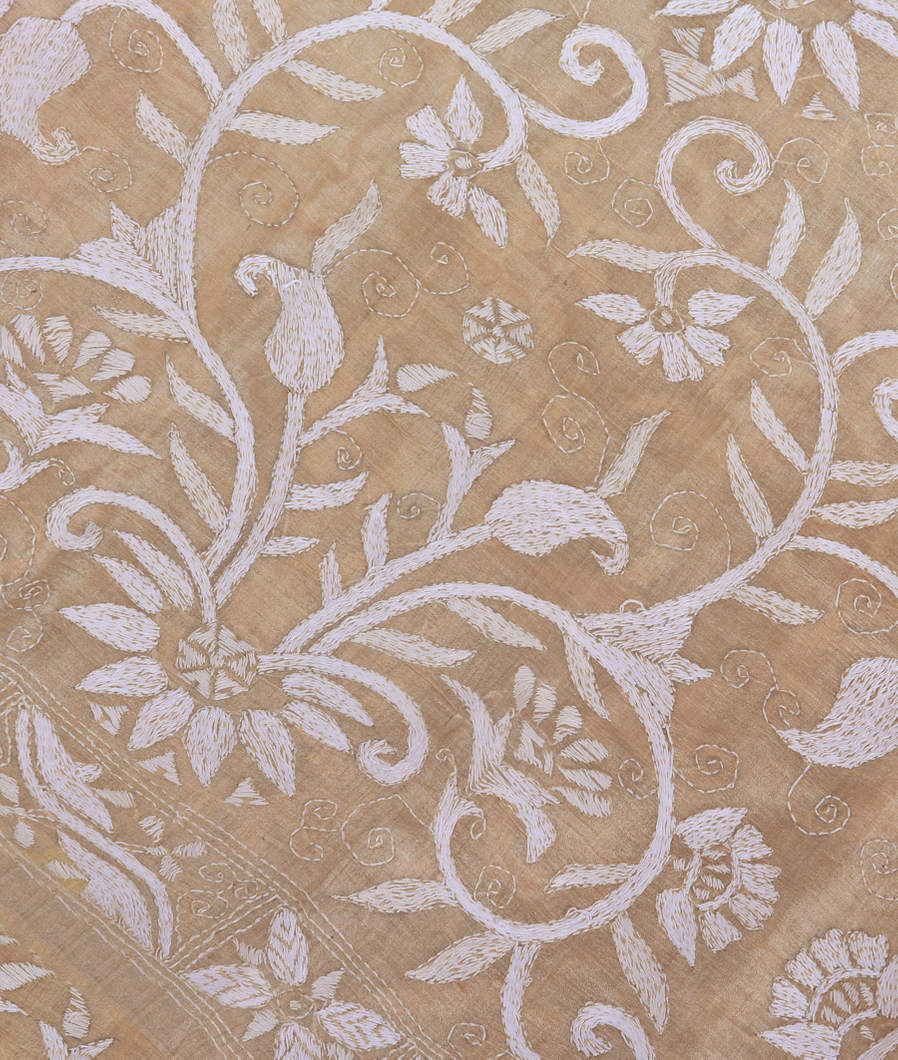 Beige Tussar Embroidery Saree T268312-image