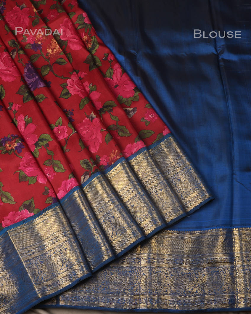 Maroon Handwoven Kanjivaram Silk Pavadai T167594-image