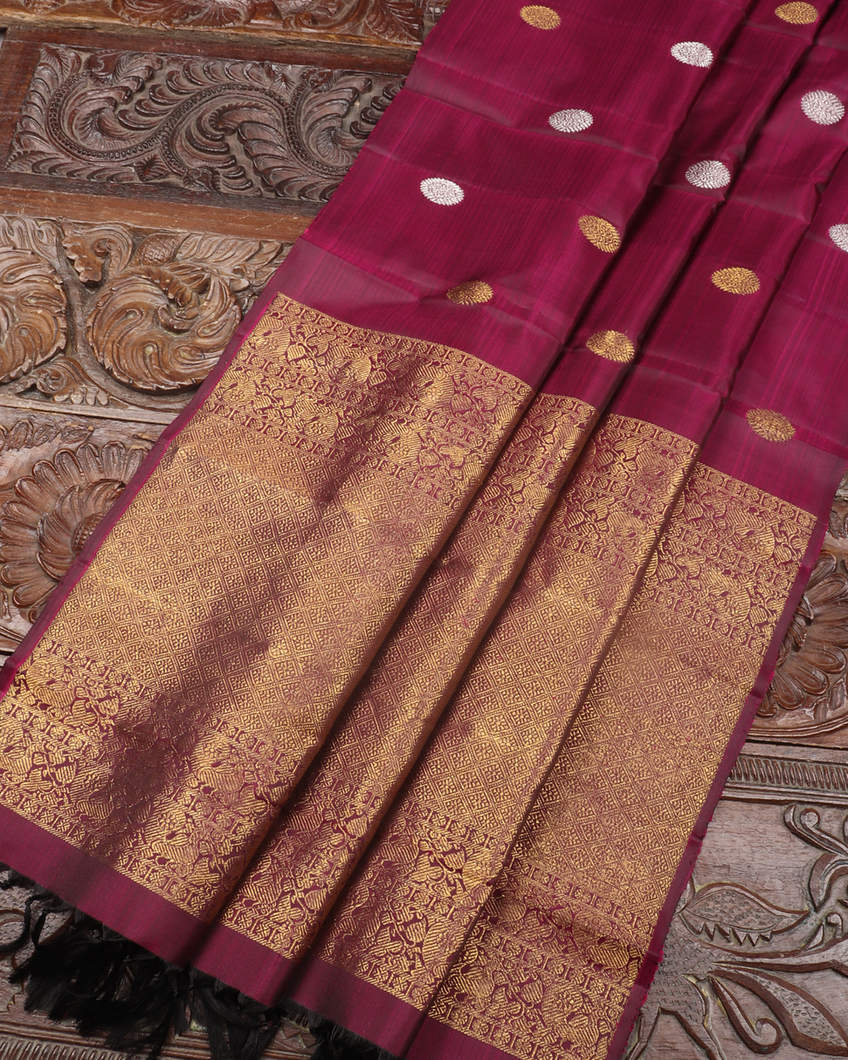 Burgundy Handwoven Kanjivaram Silk Dupatta T363862-image