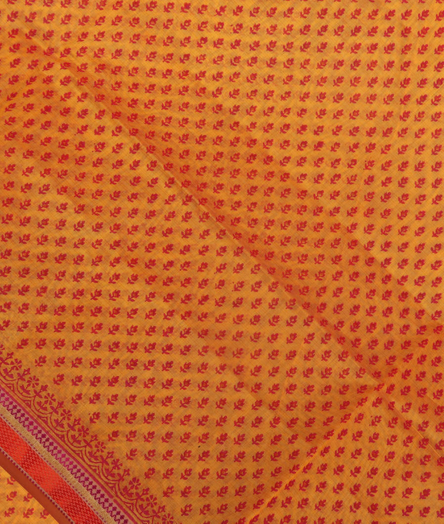 Yellow Maheshwari Printed Cotton Saree T349285-image