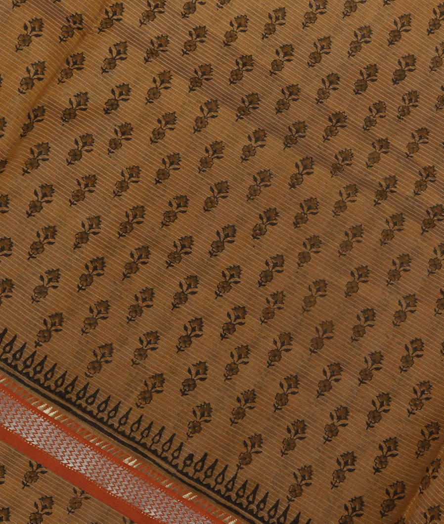 Brown Maheshwari Printed Cotton Saree T364278-image