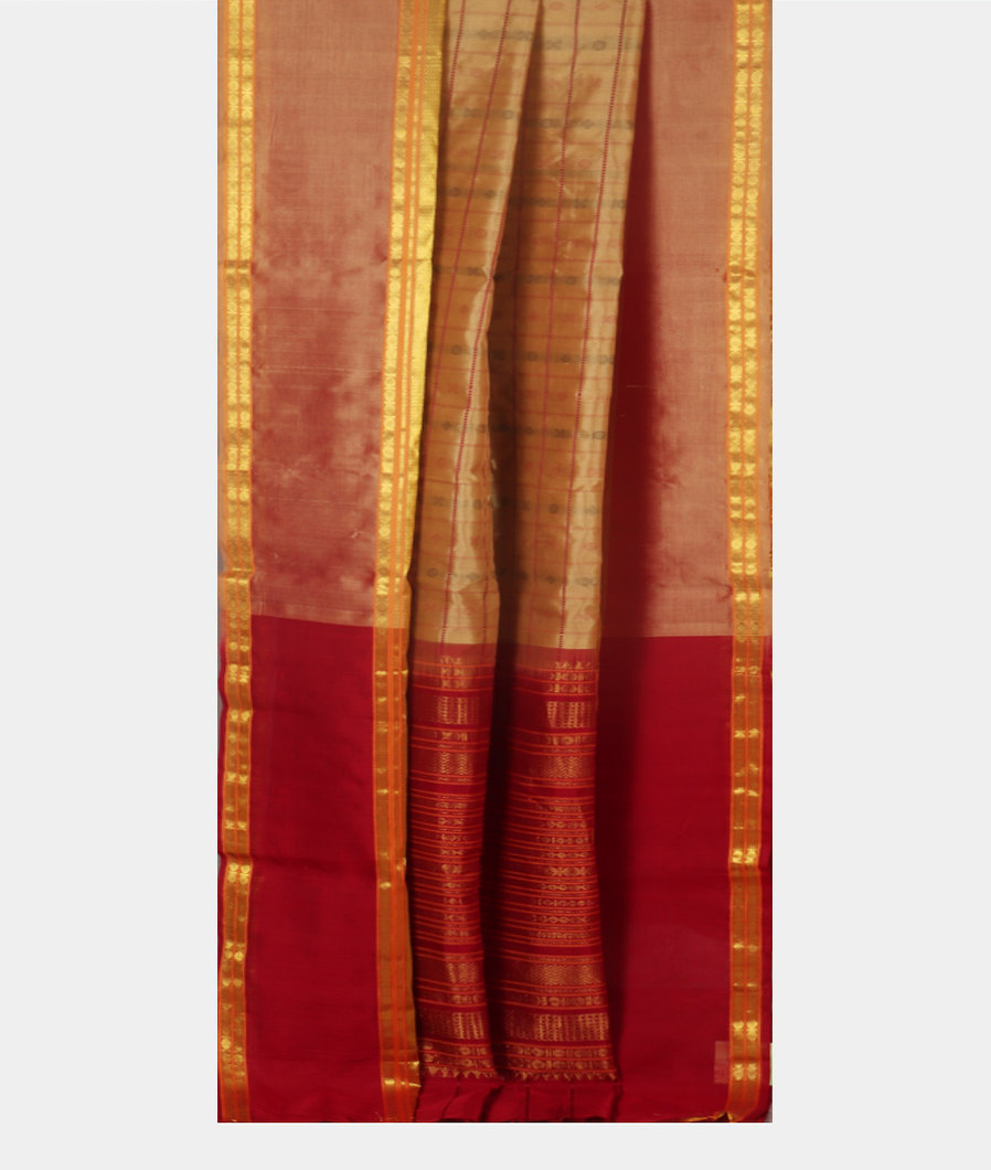 Beige Silk Cotton Saree T3682852
