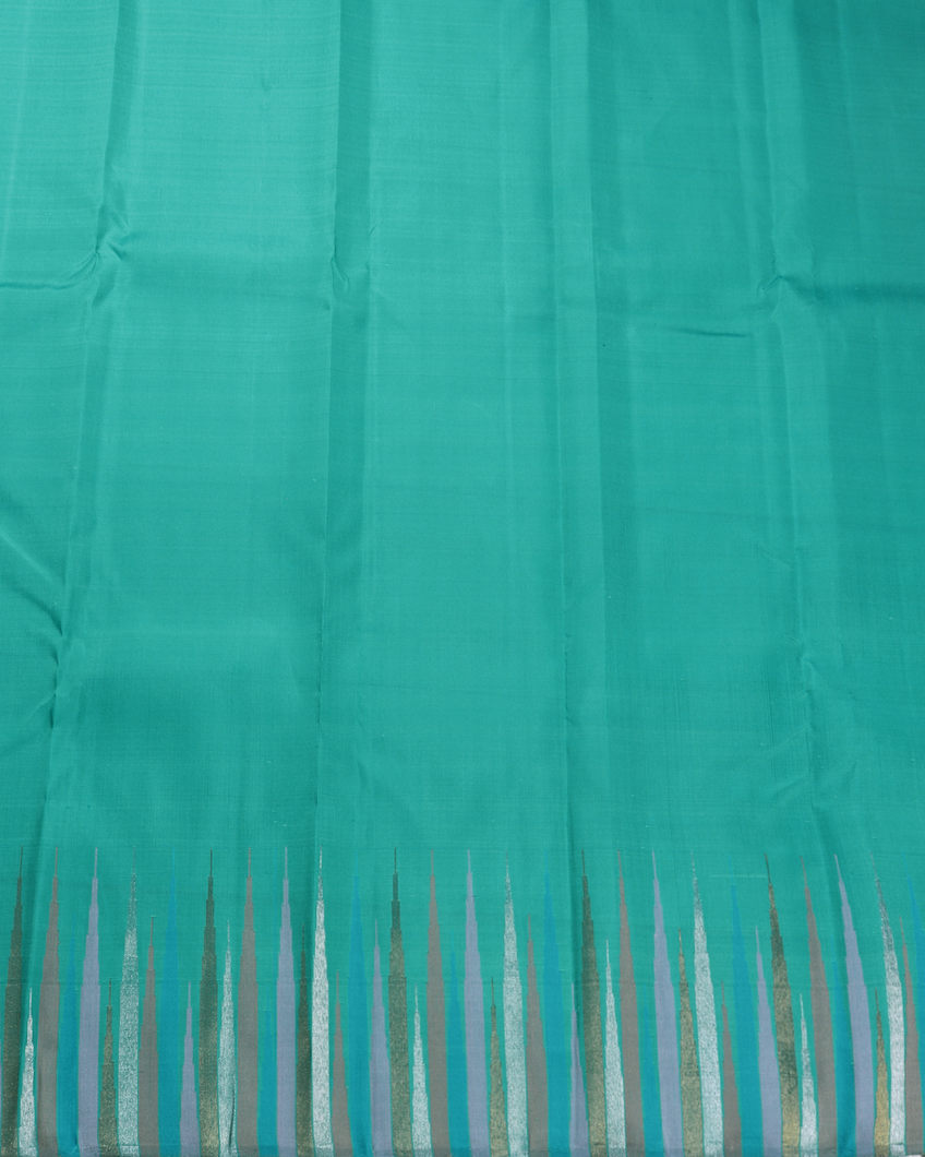 Turquoise Green Handwoven Kanjivaram Silk Saree T3680443