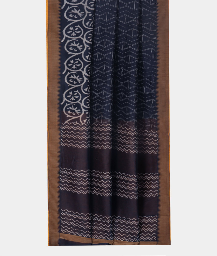 Midnight Blue Soft Printed Cotton Saree T3604252