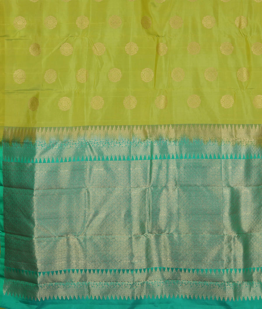 Yellowish Green Handwoven Kanjivaram Silk Saree T3674424