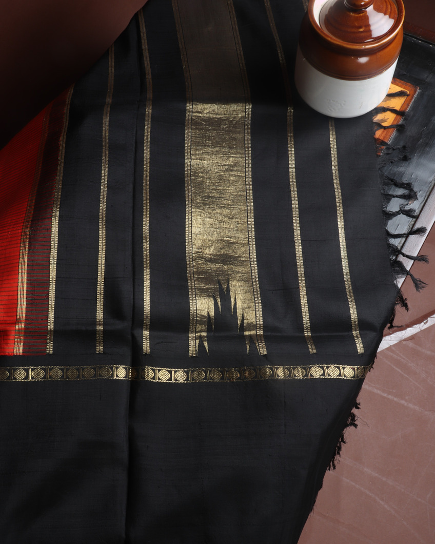 Burnt Orange Kanjivaram Silk Saree T4520664
