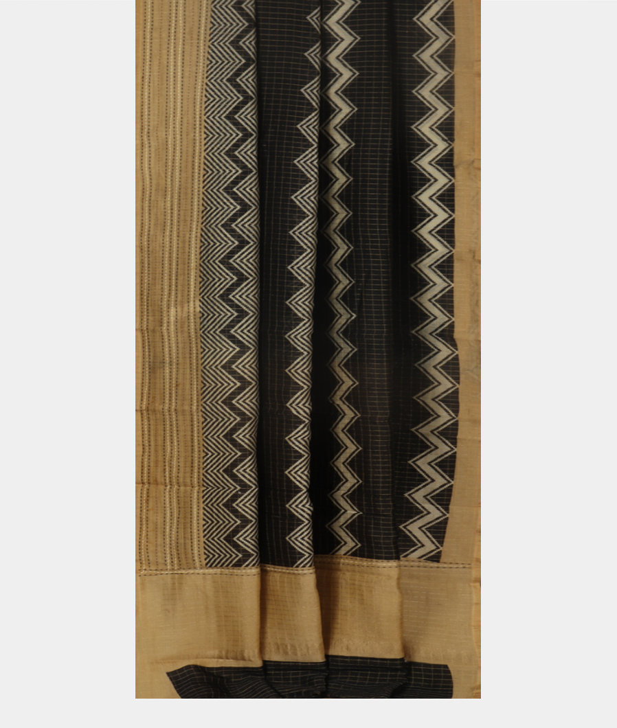 Black Soft Printed Cotton Saree T3450662