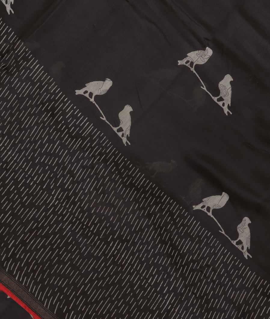 Black Soft Printed Cotton Saree T360445-image